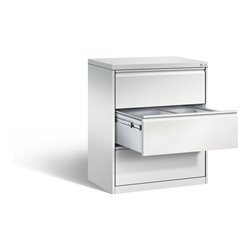 C+P Hängeregistraturschrank Acurado für Hängehefter DIN A4, 3 Schubladen, zweibahnig Front Lichtgrau Korpus Lichtgrau