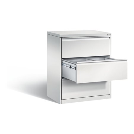 C+P Hängeregistraturschrank Acurado für Hängehefter DIN A4, 3 Schubladen, zweibahnig Front Lichtgrau Korpus Lichtgrau