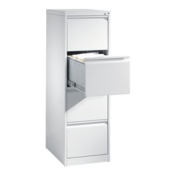 C+P Hängeregistraturschrank für Hängehefter DIN A4, 4 Schubladen, einbahnig Front Lichtgrau Korpus Lichtgrau