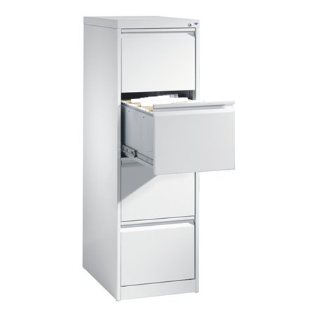 C+P Hängeregistraturschrank für Hängehefter DIN A4, 4 Schubladen, einbahnig Front Lichtgrau Korpus Lichtgrau