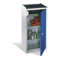 C+P Werkzeug-Beistellschrank mit Drehtür, 2 Böden und Schublade, H1020xB500xT500mm Front Enzianblau Korpus Lichtgrau