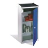 C+P Werkzeug-Beistellschrank mit Drehtür, 2 Böden und Schublade, H1020xB500xT500mm Front Enzianblau Korpus Lichtgrau