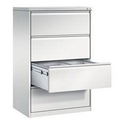 C+P Hängeregistraturschrank Acurado für Hängehefter DIN A4, 4 Schubladen, zweibahnig Front Lichtgrau Korpus Lichtgrau
