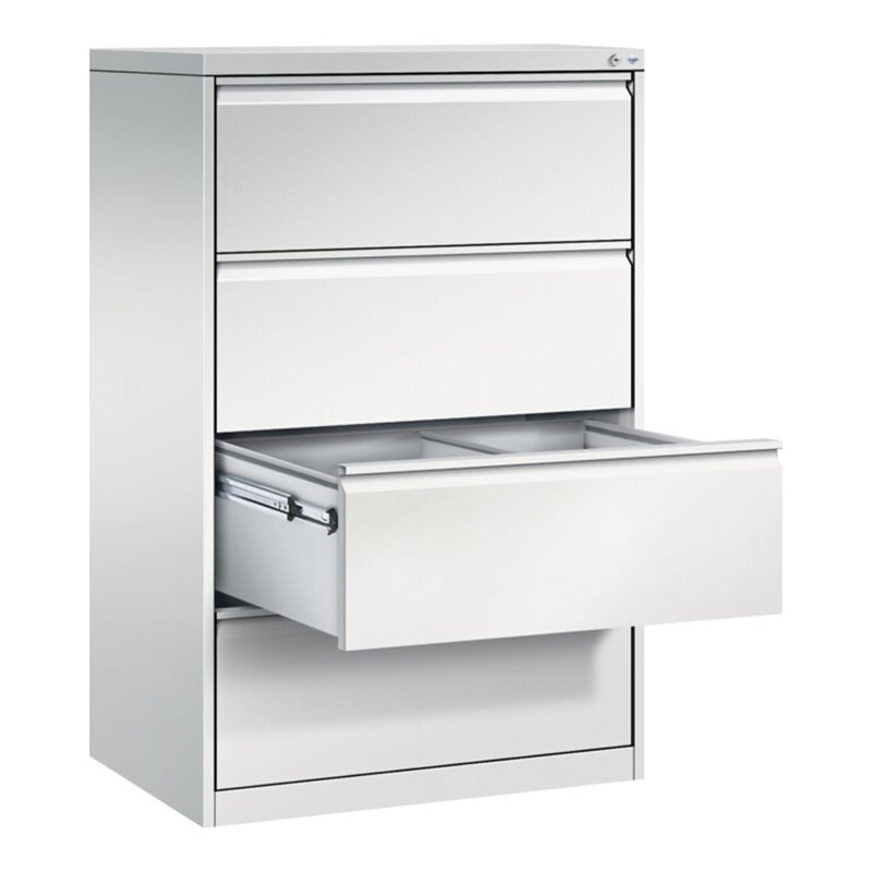 C+P Hängeregistraturschrank Acurado für Hängehefter DIN A4, 4 Schubladen, zweibahnig Front Lichtgrau Korpus Lichtgrau
