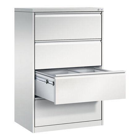 C+P Hängeregistraturschrank Acurado für Hängehefter DIN A4, 4 Schubladen, zweibahnig Front Lichtgrau Korpus Lichtgrau