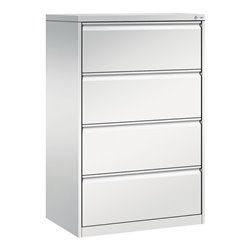 C+P Hängeregistraturschrank Acurado für Hängehefter DIN A4, 4 Schubladen, zweibahnig Front Lichtgrau Korpus Lichtgrau