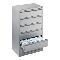 C+P Karteischrank Acurado für Karteikarten DIN A5 quer, 6 Schubladen, dreibahnig Front Lichtgrau Korpus Lichtgrau