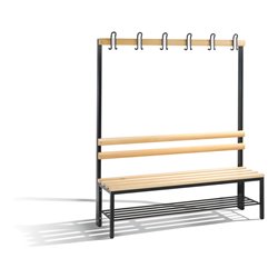 C+P Garderobenbank Basic mit Schuhrost, H1650xB1500xT403mm, Schwarzgrau/Buche