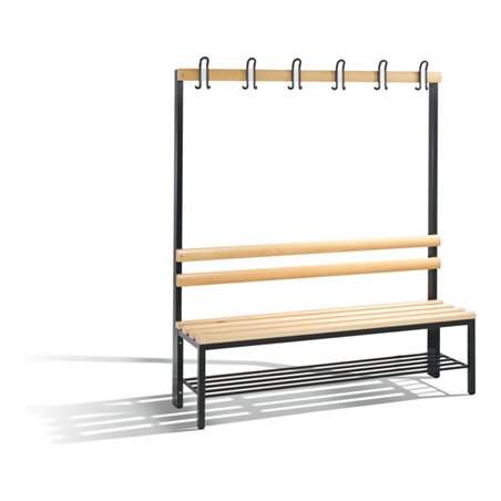 C+P Garderobenbank Basic mit Schuhrost, H1650xB1500xT403mm, Schwarzgrau/Buche