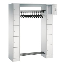 C+P Offene Garderobe mit Schließfächern für 10 Personen, H1950xB1430xT480mm Front Lichtgrau Korpus Lichtgrau