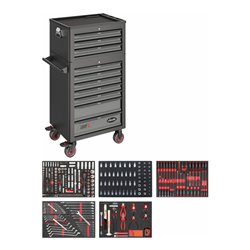 VIGOR 1000 Werkstattwagen mit Sortiment 344teilig und Aufsatzkoffer