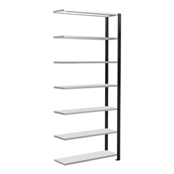Schulte Anbauregal Stecksystem MULTIplus85, 7 Fachböden, einseitig nutzbar, Tiefe 300 mm, Aussteifung durch Kreuzstrebe, schwarz