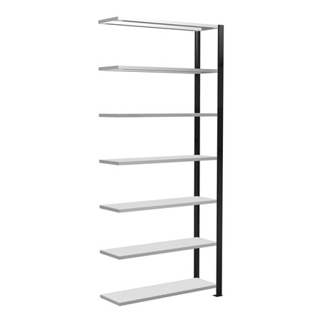 Schulte Anbauregal Stecksystem MULTIplus85, 7 Fachböden, einseitig nutzbar, Tiefe 300 mm, Aussteifung durch Kreuzstrebe, schwarz