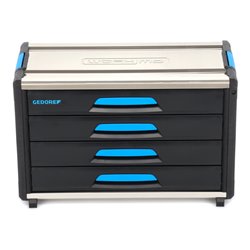 Gedore Werkzeugbox WorkMo B3, 4 Schubladen, 1 Fach, Plastik/Alu, mit Zubehör abschließbar, leer, Werkzeug-Mobil 1110 WM-34