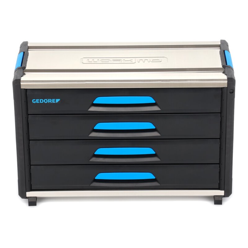 Gedore Werkzeugbox WorkMo B3, 4 Schubladen, 1 Fach, Plastik/Alu, mit Zubehör abschließbar, leer, Werkzeug-Mobil 1110 WM-34