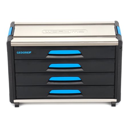 Gedore Werkzeugbox WorkMo B3, 4 Schubladen, 1 Fach, Plastik/Alu, mit Zubehör abschließbar, leer, Werkzeug-Mobil 1110 WM-34