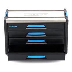 Gedore Werkzeugbox WorkMo B3, 4 Schubladen, 1 Fach, Plastik/Alu, mit Zubehör abschließbar, leer, Werkzeug-Mobil 1110 WM-34