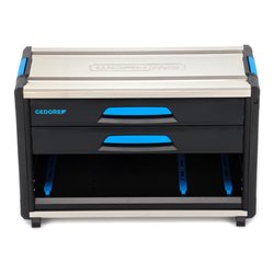 Gedore Werkzeugbox WorkMo B2, 2 Schubladen, 1 Fach, Plastik/Alu, mit Zubehör abschließbar, leer, Werkzeug-Mobil 1110 WM-321