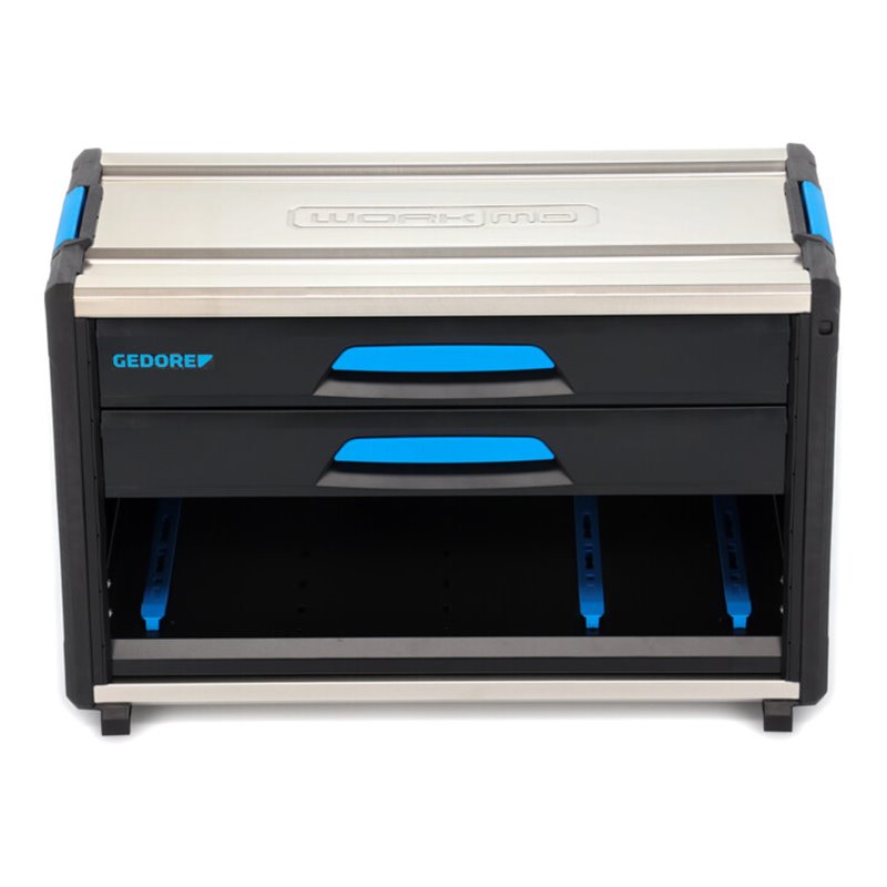 Gedore Werkzeugbox WorkMo B2, 2 Schubladen, 1 Fach, Plastik/Alu, mit Zubehör abschließbar, leer, Werkzeug-Mobil 1110 WM-321