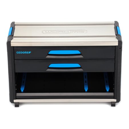 Gedore Werkzeugbox WorkMo B2, 2 Schubladen, 1 Fach, Plastik/Alu, mit Zubehör abschließbar, leer, Werkzeug-Mobil 1110 WM-321