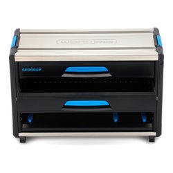 Gedore Werkzeugbox WorkMo B2, 2 Schubladen, 1 Fach, Plastik/Alu, mit Zubehör abschließbar, leer, Werkzeug-Mobil 1110 WM-321