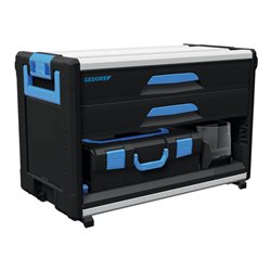 Gedore Werkzeugbox WorkMo B2, 2 Schubladen, 1 Fach, Plastik/Alu, mit Zubehör abschließbar, leer, Werkzeug-Mobil 1110 WM-321