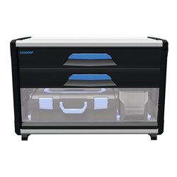 Gedore Werkzeugbox WorkMo B2, 2 Schubladen, 1 Fach, Plastik/Alu, mit Zubehör abschließbar, leer, Werkzeug-Mobil 1110 WM-321