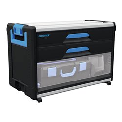 Gedore Werkzeugbox WorkMo B2, 2 Schubladen, 1 Fach, Plastik/Alu, mit Zubehör abschließbar, leer, Werkzeug-Mobil 1110 WM-321