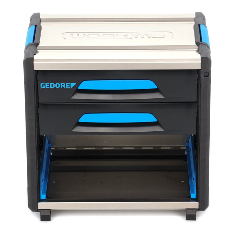 Gedore Werkzeugbox WorkMo B2, 2 Schubladen, 1 Fach, Plastik/Alu, mit Zubehör abschließbar, leer, Werkzeug-Mobil 1110 WM-221