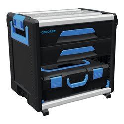 Gedore Werkzeugbox WorkMo B2, 2 Schubladen, 1 Fach, Plastik/Alu, mit Zubehör abschließbar, leer, Werkzeug-Mobil 1110 WM-221