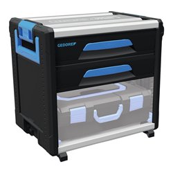Gedore Werkzeugbox WorkMo B2, 2 Schubladen, 1 Fach, Plastik/Alu, mit Zubehör abschließbar, leer, Werkzeug-Mobil 1110 WM-221