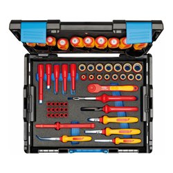 Gedore VDE-Werkzeugkoffer HYBRID, Set 53-tlg, gefüllt, Werkzeug für Elektriker, Kunststoffkoffer, VDE-isoliert, 1100-1094