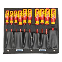 Gedore VDE-Werkzeugkoffer HYBRID, Set 53-tlg, gefüllt, Werkzeug für Elektriker, Kunststoffkoffer, VDE-isoliert, 1100-1094