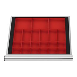 STIER Schubladeneinteilung Kleinteilekästen BLH 50 mm Innenmaß 500x450 mm 3 KTK 150x150 mm, 6 KTK 75x150 mm, 12 KTK 75x75 mm