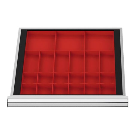 STIER Schubladeneinteilung Kleinteilekästen BLH 50 mm Innenmaß 500x450 mm 3 KTK 150x150 mm, 6 KTK 75x150 mm, 12 KTK 75x75 mm