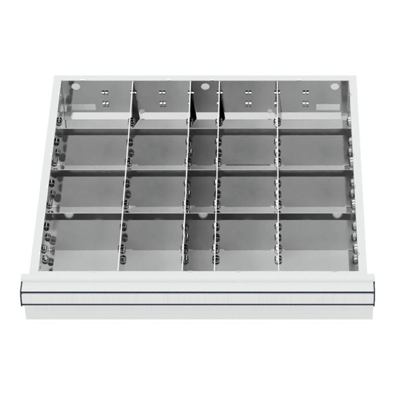STIER Schubladeneinteilung Metalleinteilung BLH 100/125 mm Innenmaß 500x450 mm 20 Fächer 6 x TW 125