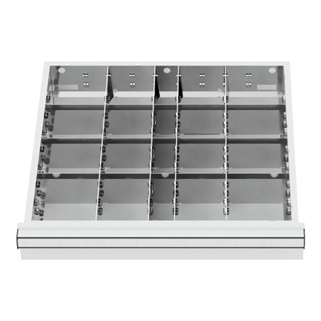 STIER Schubladeneinteilung Metalleinteilung BLH 200-300 mm Innenmaß 500x450 mm 20 Fächer 6 x TW 125