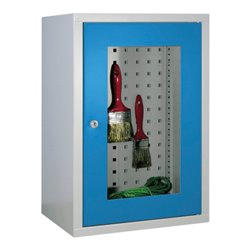 Bedrunka+Hirth Wandhängeschrank mit 1 Sichtfenster Tür mit gelochter Rückwand