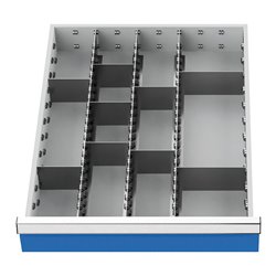 Bedrunka+Hirth Schubladeneinsatz Serie 500 Mittelfachschienen mit 9 Trennwänden