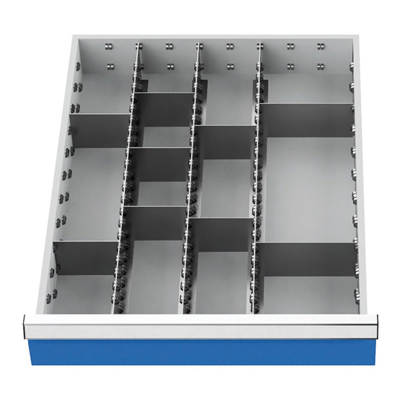 Bedrunka+Hirth Schubladeneinsatz Serie 500 Mittelfachschienen mit 9 Trennwänden