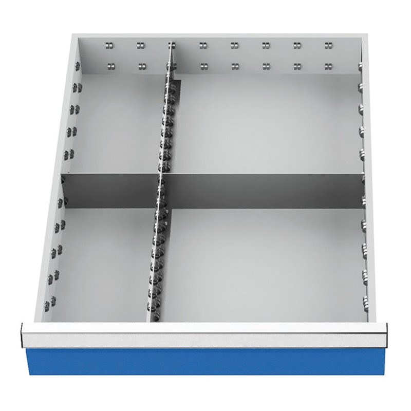 Bedrunka+Hirth Schubladeneinsatz Serie 500 Mittelfachschienen mit 2 Trennwänden