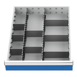 Bedrunka+Hirth Schubladeneinsatz Serie 500 Mittelfachschienen mit 8 Trennwänden
