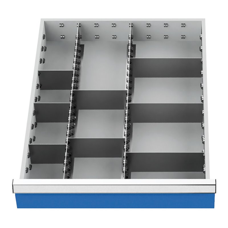 Bedrunka+Hirth Schubladeneinsatz Serie 500 Mittelfachschienen mit 8 Trennwänden