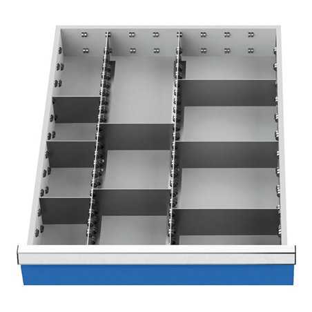 Bedrunka+Hirth Schubladeneinsatz Serie 500 Mittelfachschienen mit 8 Trennwänden
