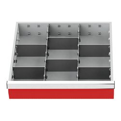 Bedrunka+Hirth Schubladeneinsatz Serie T500-4 Mittelfachschienen mit Trennwänden für 100 mm