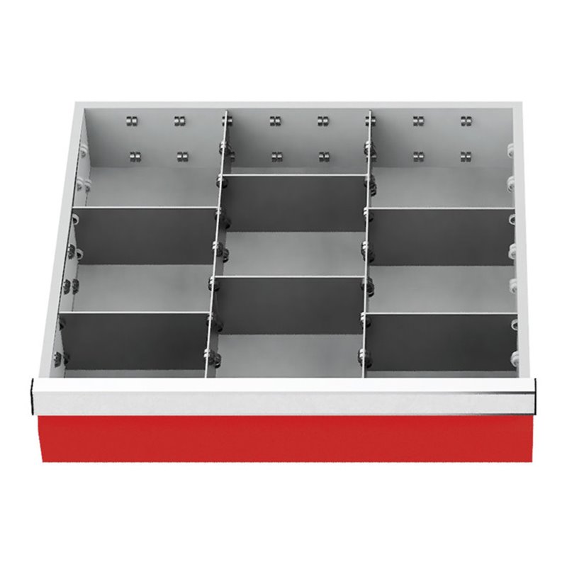 Bedrunka+Hirth Schubladeneinsatz Serie T500-4 Mittelfachschienen mit Trennwänden für 100 mm