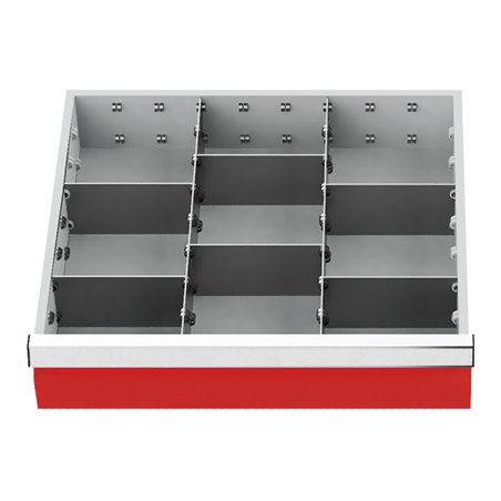 Bedrunka+Hirth Schubladeneinsatz Serie T500-4 Mittelfachschienen mit Trennwänden für 100 mm