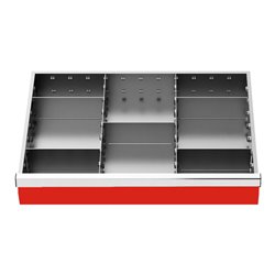 Bedrunka+Hirth Schubladeneinsatz Serie T500-6 Mittelfachschienen mit 5 Trennwänden