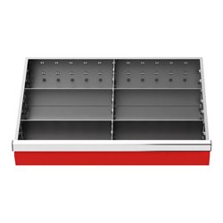 Bedrunka+Hirth Schubladeneinsatz Serie T500-6 Mittelfachschienen mit 4 Trennwänden