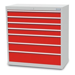 Bedrunka+Hirth Regal-Schubladenschrank T500-9 mit 7 Schubladen 4x100 2x150 1x200 mm